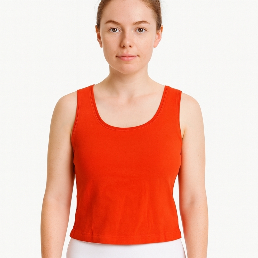 Chicos Orange Ribbed Knit Tank Top Sz 3